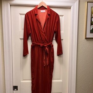 Urban Outfitters Orange Velour Jumpsuit